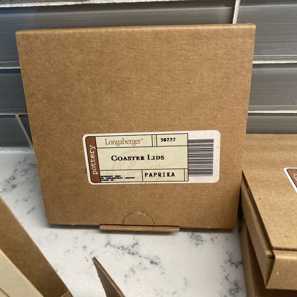 Longaberger Pottery Paprika Coaster / Crock Lid #30222 Made in USA/ Set Of Four - Picture 6 of 7